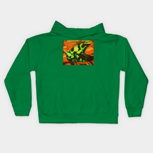 Poison Dart Arrow Frog--Black and Green Kids Hoodie